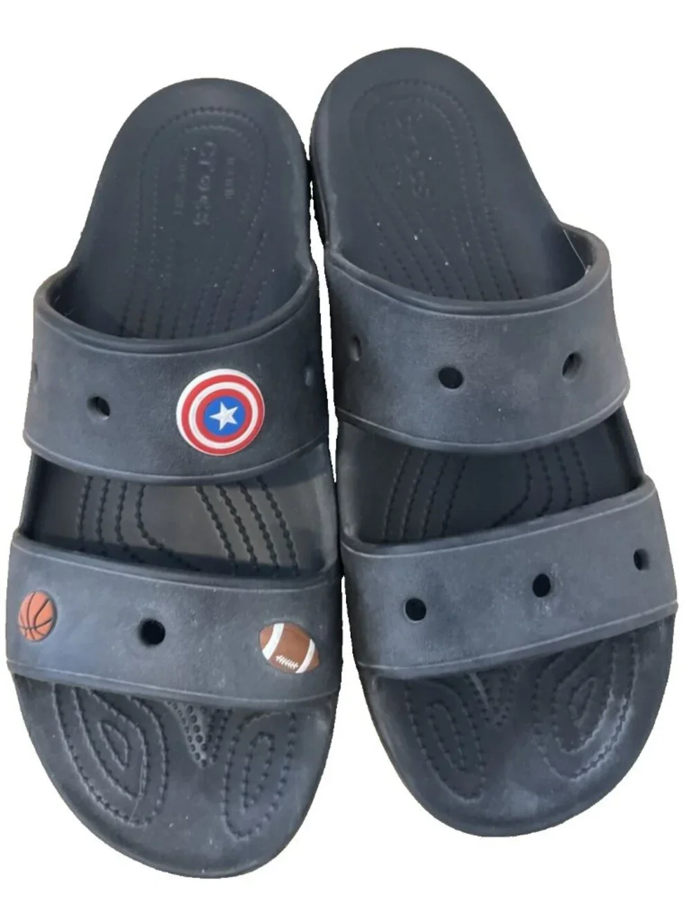 Crocs Black Double Strap Iconic Comfort Sandals Mens Size 13